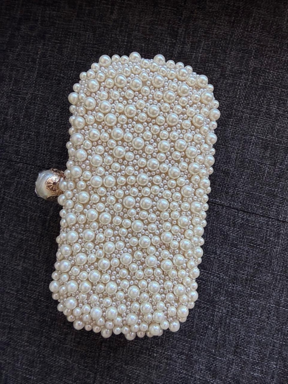 SHEIN Pearl Beaded Phone Case - Ivory